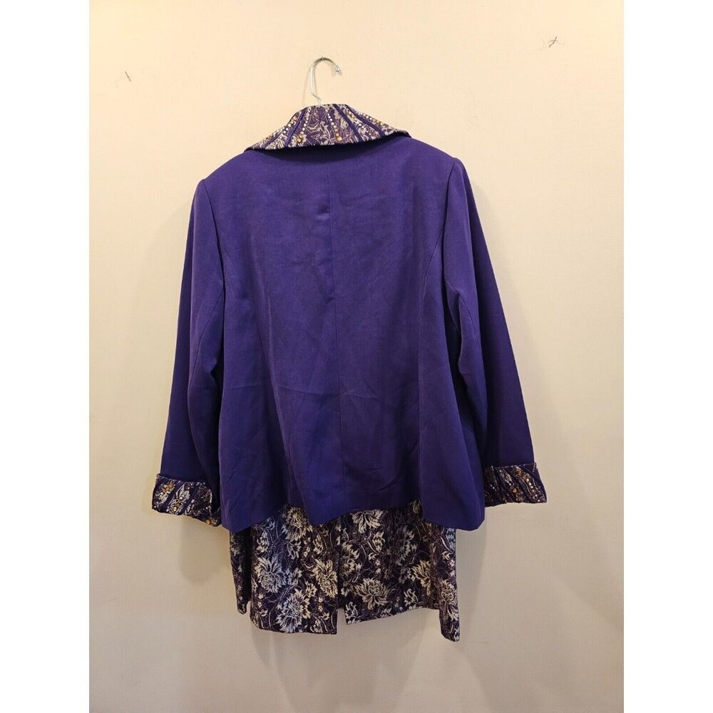 MILANO, PARIS, NY, MILANO Skirt and Jacket Suit Embellished Lace Purple Size 18W - Picture 3 of 15